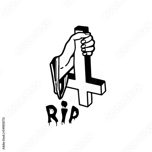 vector illustration of hands and cross