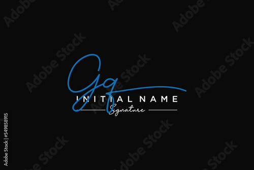 Initial GQ signature logo template vector. Hand drawn Calligraphy lettering Vector illustration.