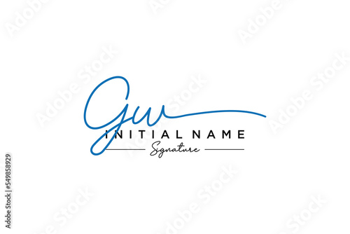 Initial GW signature logo template vector. Hand drawn Calligraphy lettering Vector illustration.