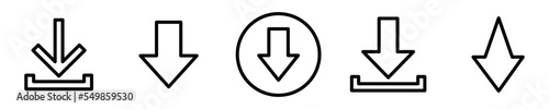 Conjunto de iconos de descargar. Bajar archivo, documento o imagen. Flecha de descargar. Ilustración vectorial