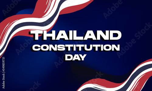 thailand constiution day with fluid wavy flag blue gradient background