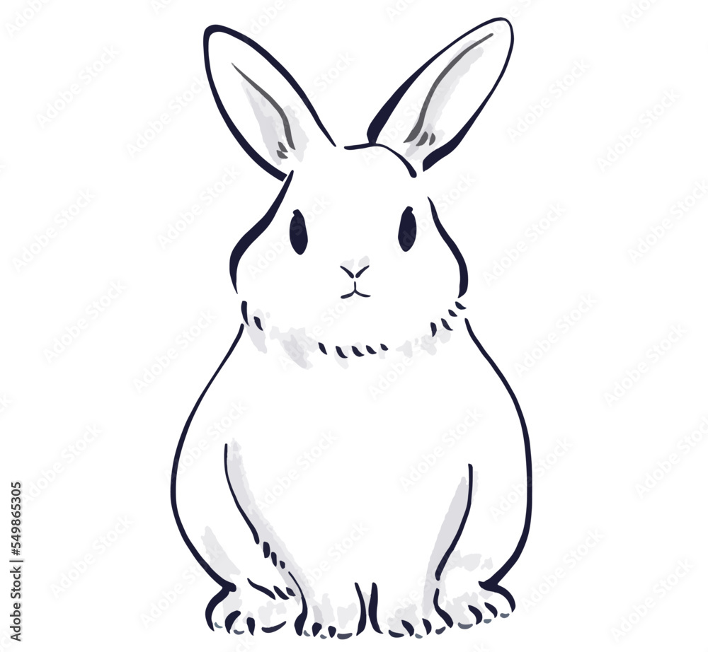 Fototapeta premium 水墨画タッチのうさぎのイラスト