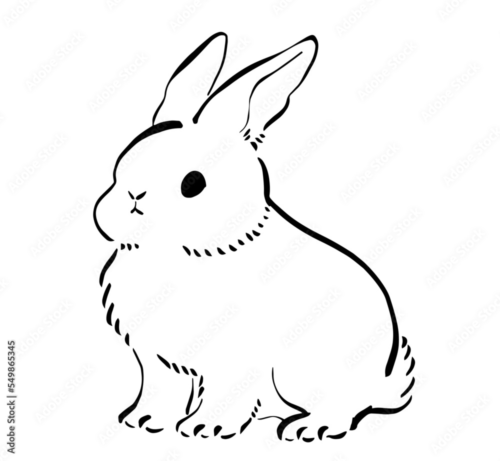 水墨画タッチのうさぎのイラスト 水墨画タッチのうさぎのイラスト