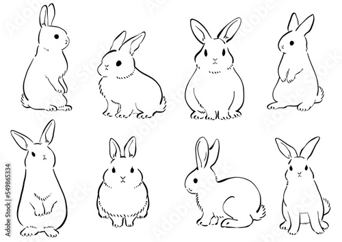 水墨画タッチのうさぎのイラスト