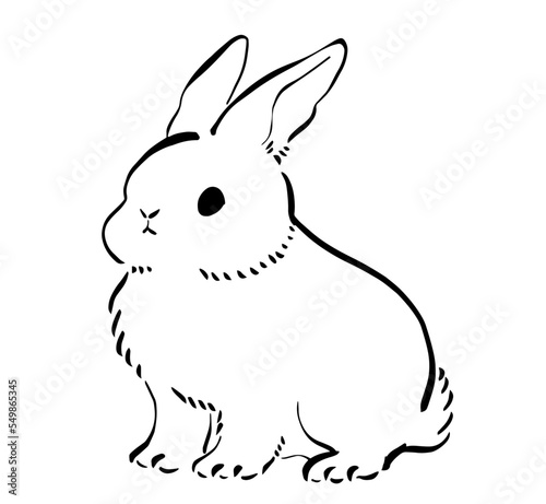 水墨画タッチのうさぎのイラスト