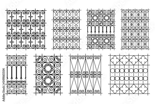 set of Moroccan window grilles with traditional ornament