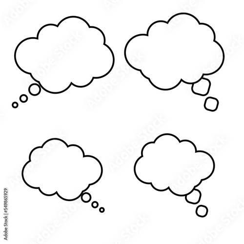 Thought clouds icons. Icons to think. Chat message icon. Dialog frame. Empty speech bubble. Vector illustration. stock image.