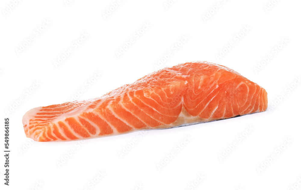 Piece of fresh raw salmon isolated on white Piece of fresh raw salmon isolated on white