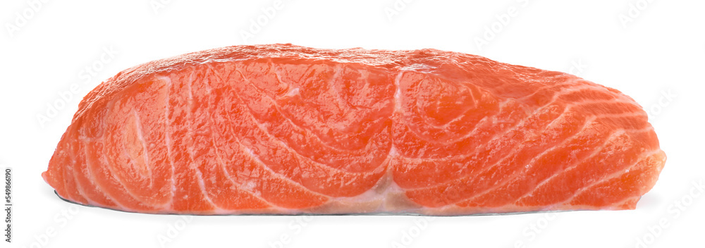 Piece of fresh raw salmon isolated on white Piece of fresh raw salmon isolated on white