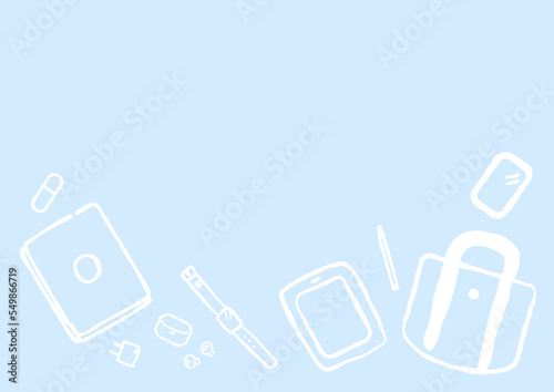 手描き風　ノマドワーク用ガジェットのイラスト