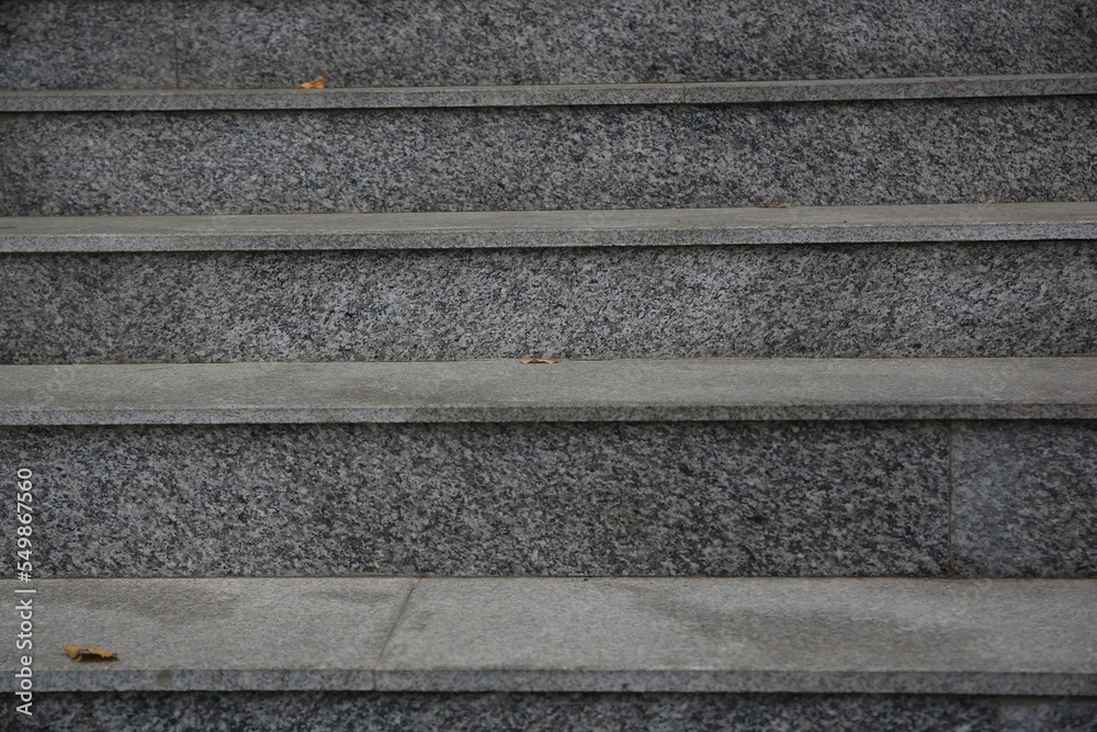 View of empty grey tile staircase outdoors, closeup View of empty grey tile staircase outdoors, closeup
