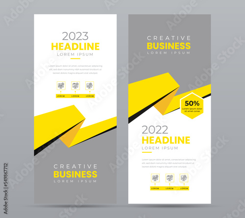 Business Roll Up Banner stand. design vertical banners. Banner Template.