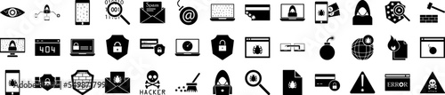 Hacker icons collection vector illustration design