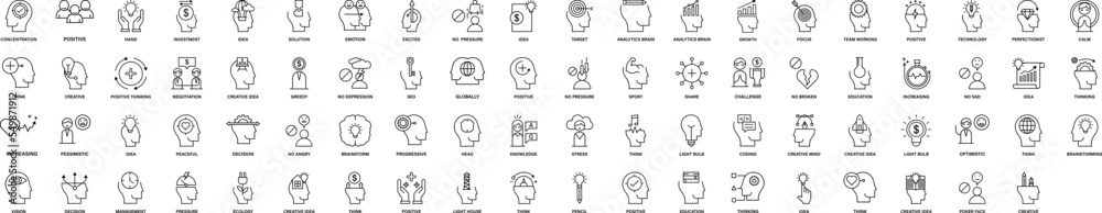 Positive thinking icons collection vector illustration design