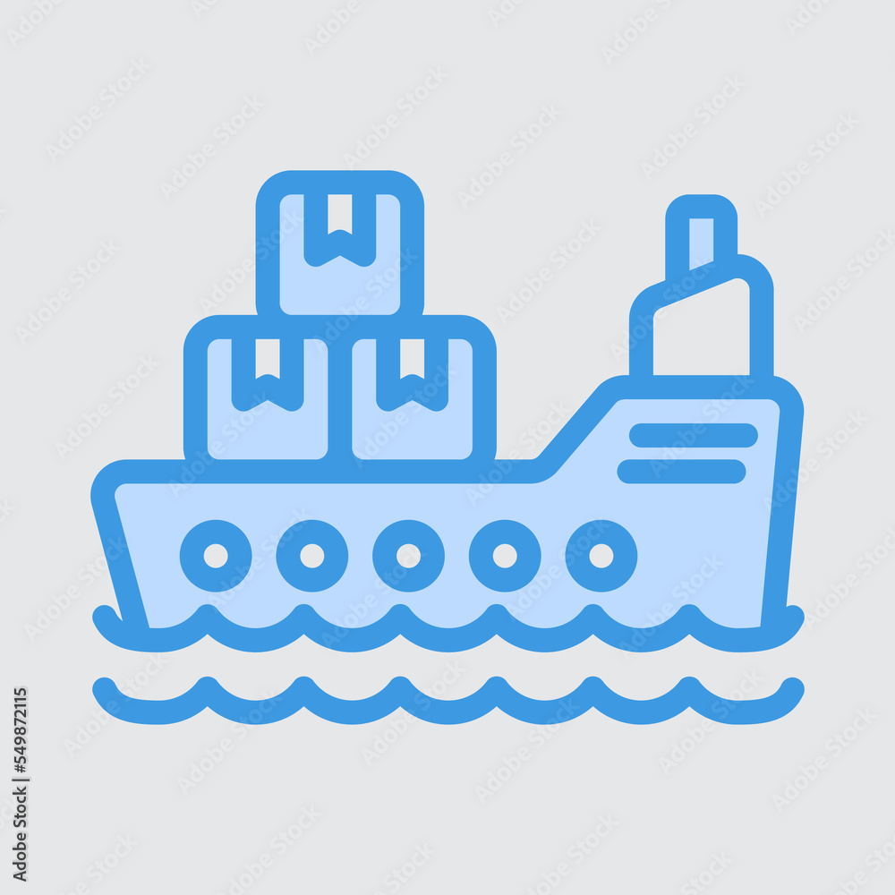 Cargo ship icon in blue style about logistics, use for website mobile app presentation Cargo ship icon in blue style about logistics, use for website mobile app presentation