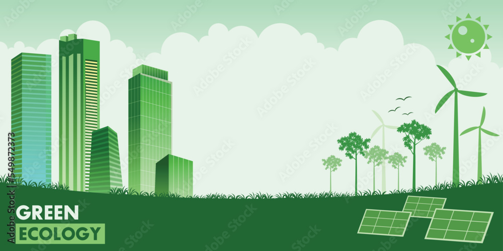 Smart Green City. Go Green Save the world Illustration