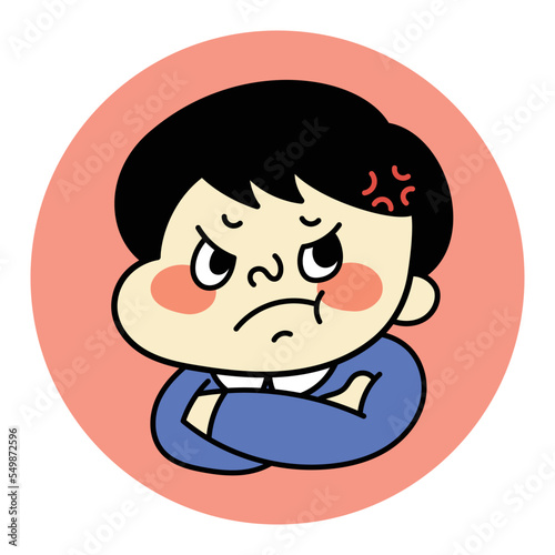 イライラして怒っているコミカルな男性キャラクターイラスト素材
