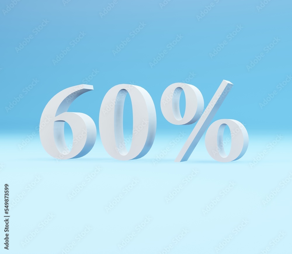 3D Illustrator Number 60 percent best for winter sale event background 3D Illustrator Number 60 percent best for winter sale event background