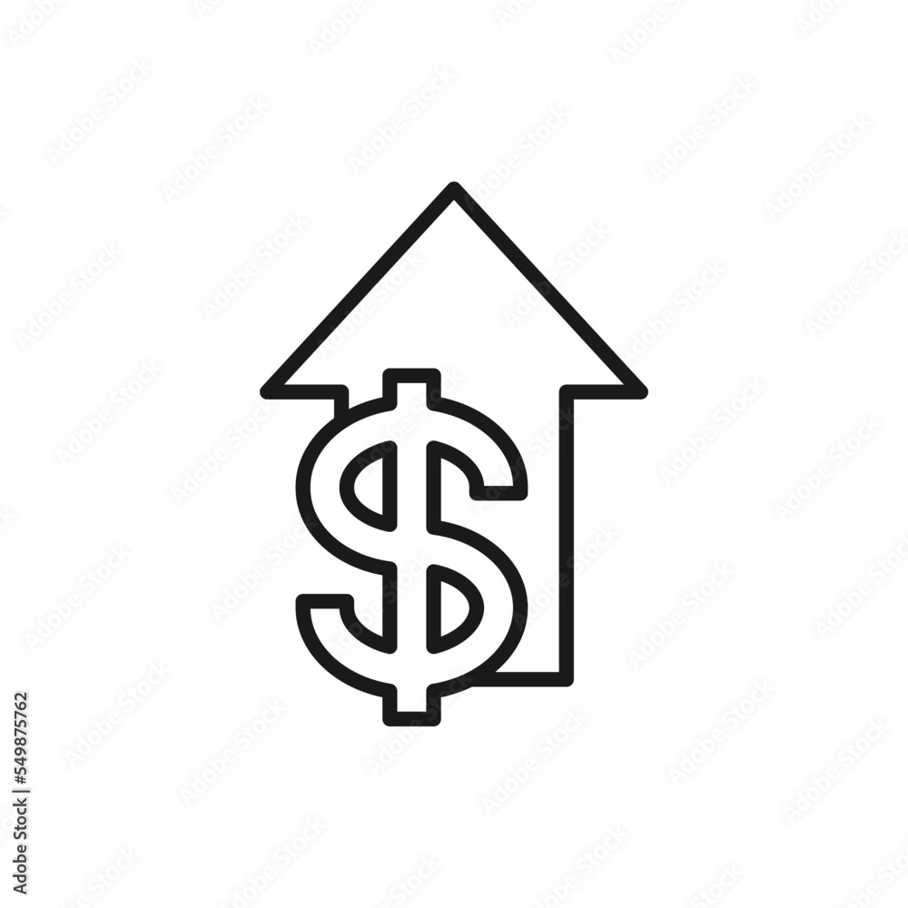 Dollar increase. Money growth line icon isolated on white background. Vector illustration Dollar increase. Money growth line icon isolated on white background. Vector illustration