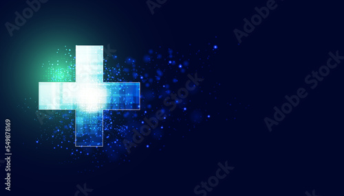 Abstract Health Health Plus symbol beautiful background Blue Green Futuristic Digital Background