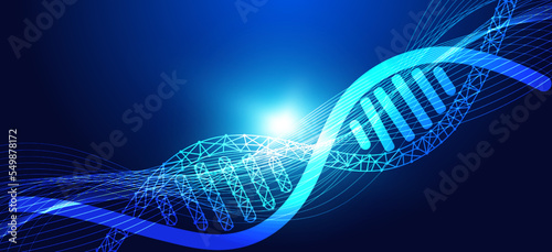 Abstract Wave DNA Particle Flowing Beautiful Blue Futuristic Modern Digital Background