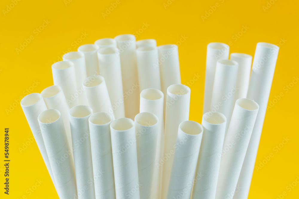 White disposable eco-friendly paper straws