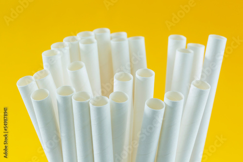 White disposable eco-friendly paper straws