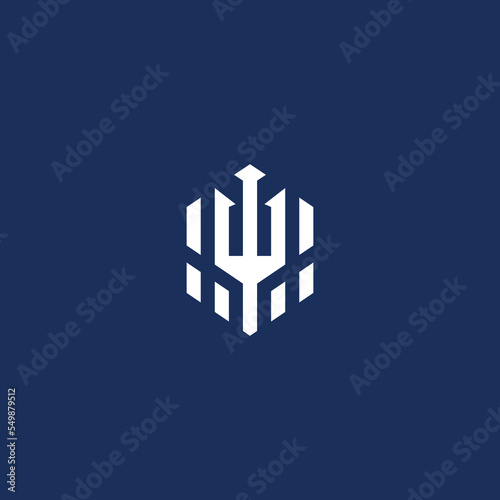 trident poseidon logo icon vector template