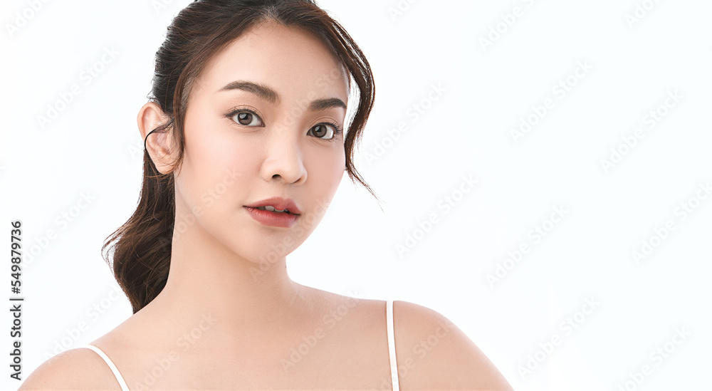 Beautiful young asian woman with clean fresh skin on white background, Face care, Facial treatment, Cosmetology, beauty and spa, Asian women portrait. Beautiful young asian woman with clean fresh skin on white background, Face care, Facial treatment, Cosmetology, beauty and spa, Asian women portrait.