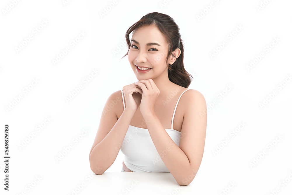 Beautiful young asian woman with clean fresh skin on white background, Face care, Facial treatment, Cosmetology, beauty and spa, Asian women portrait. Beautiful young asian woman with clean fresh skin on white background, Face care, Facial treatment, Cosmetology, beauty and spa, Asian women portrait.