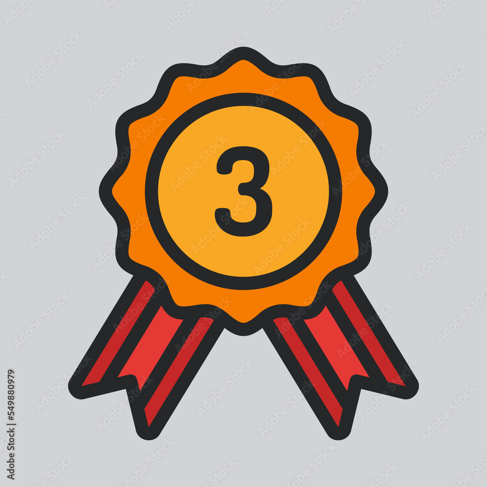 Third medal icon in filled line style, use for website mobile app presentation Third medal icon in filled line style, use for website mobile app presentation