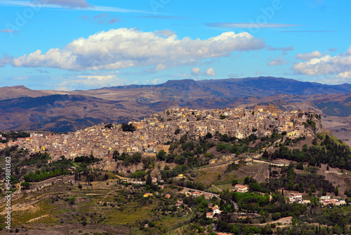 the village of calascibetta sicily italy	 photo