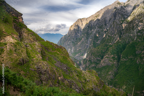 Tiger leaping gorge is a gorge formed by river Jinsha, the upper reach of the Yangtse river. It is a part of famous World Heritage Site Three Parallel rivers. photo