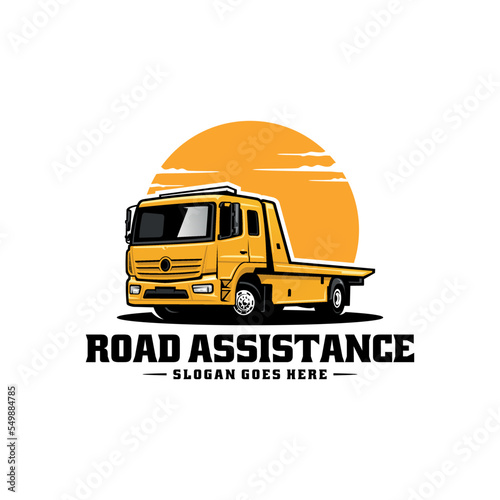 towing truck, road assisntance truck logo vector
