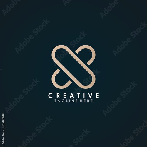 Abstract corporate branding logo design template, with initial X letter