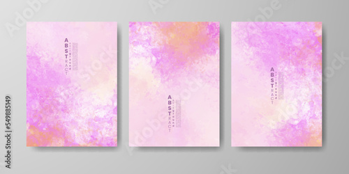 Set of cards with bright colorful vector watercolor background. Design for your date, postcard, banner.