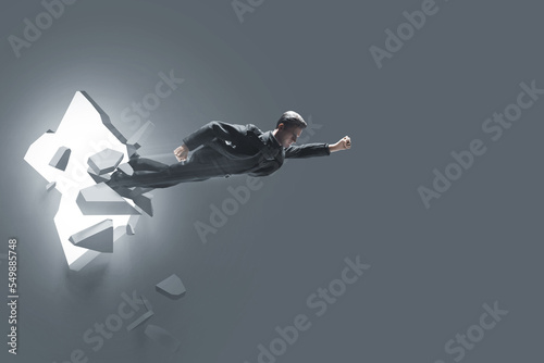 Business man fly 3d illustration
