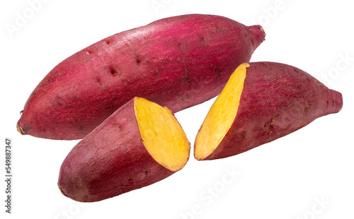 Tablou pe pânză Fresh sweet potato on white background, Japanese Sweet Potato on White Background PNG File
