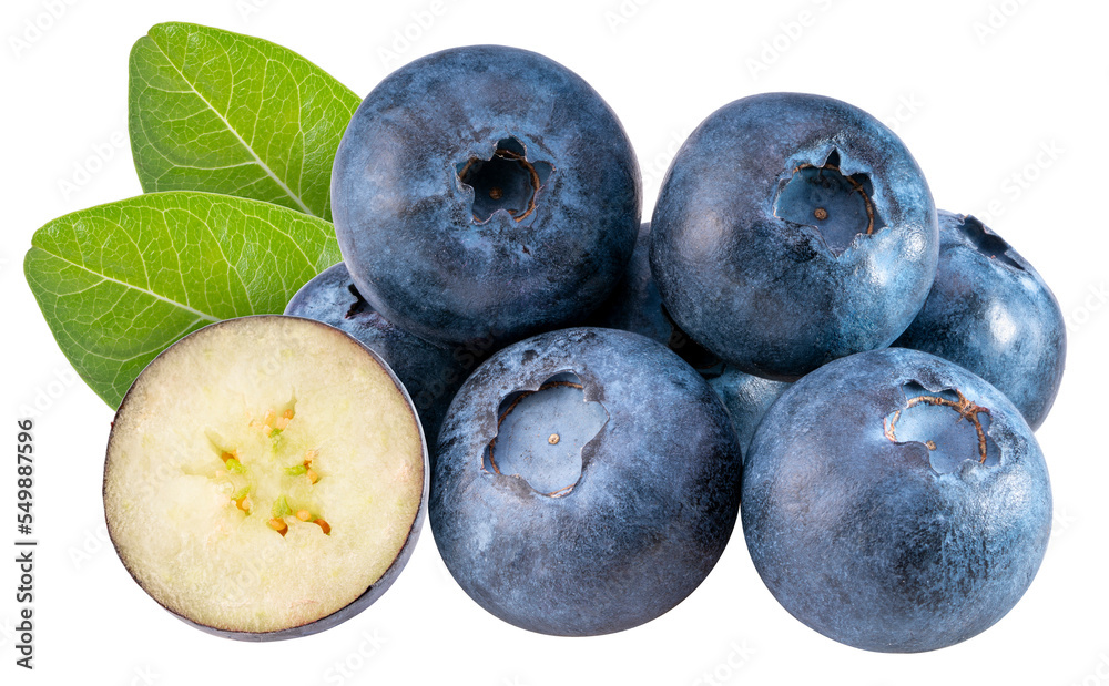 Blueberries fruit with leaf on white background, Fresh Blueberry on White Background PNG File. Blueberries fruit with leaf on white background, Fresh Blueberry on White Background PNG File.