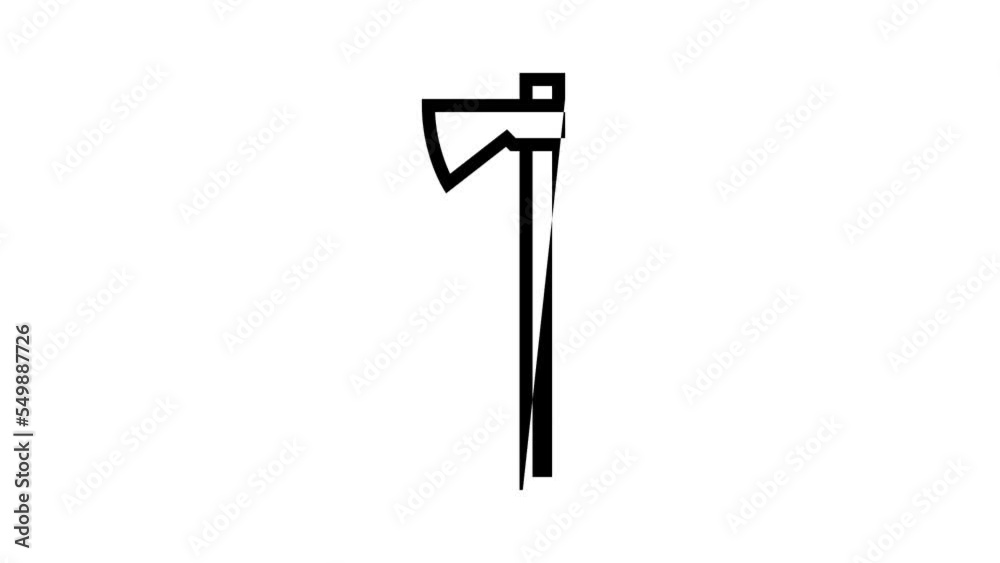 hudson bay axe hatchet line icon animation