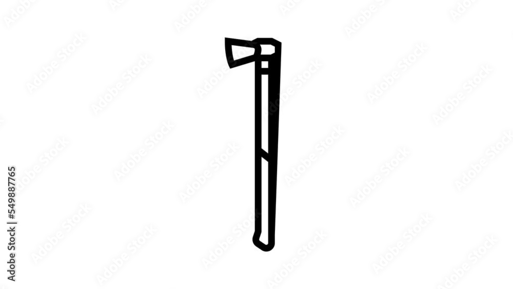 splitting maul hatchet line icon animation splitting maul hatchet line icon animation