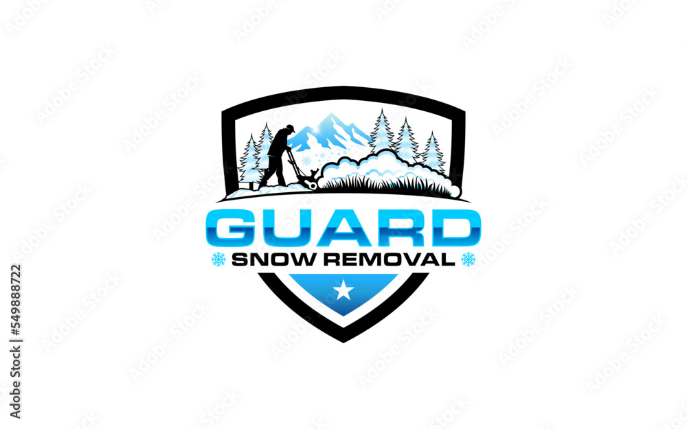 Illustration graphic vector of commercial snow removal services company in the winter logo design template