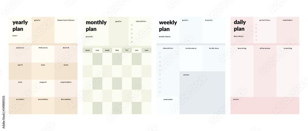 Printable Vector Planner and Colorful Notepad Template Collection for ...