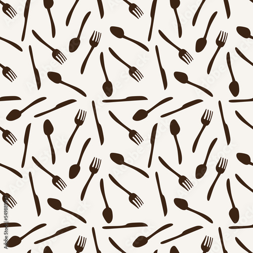 Seamless spoon and cutlery patterns for backgrounds, packaging, textures, fabric patterns, wallpapers, wall decorations for restaurants, cafes and other places to eat