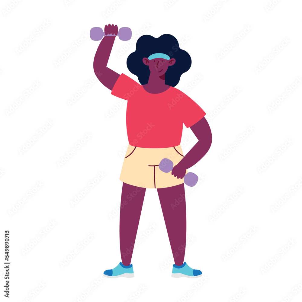 afro woman athlete lifting dumbbells afro woman athlete lifting dumbbells