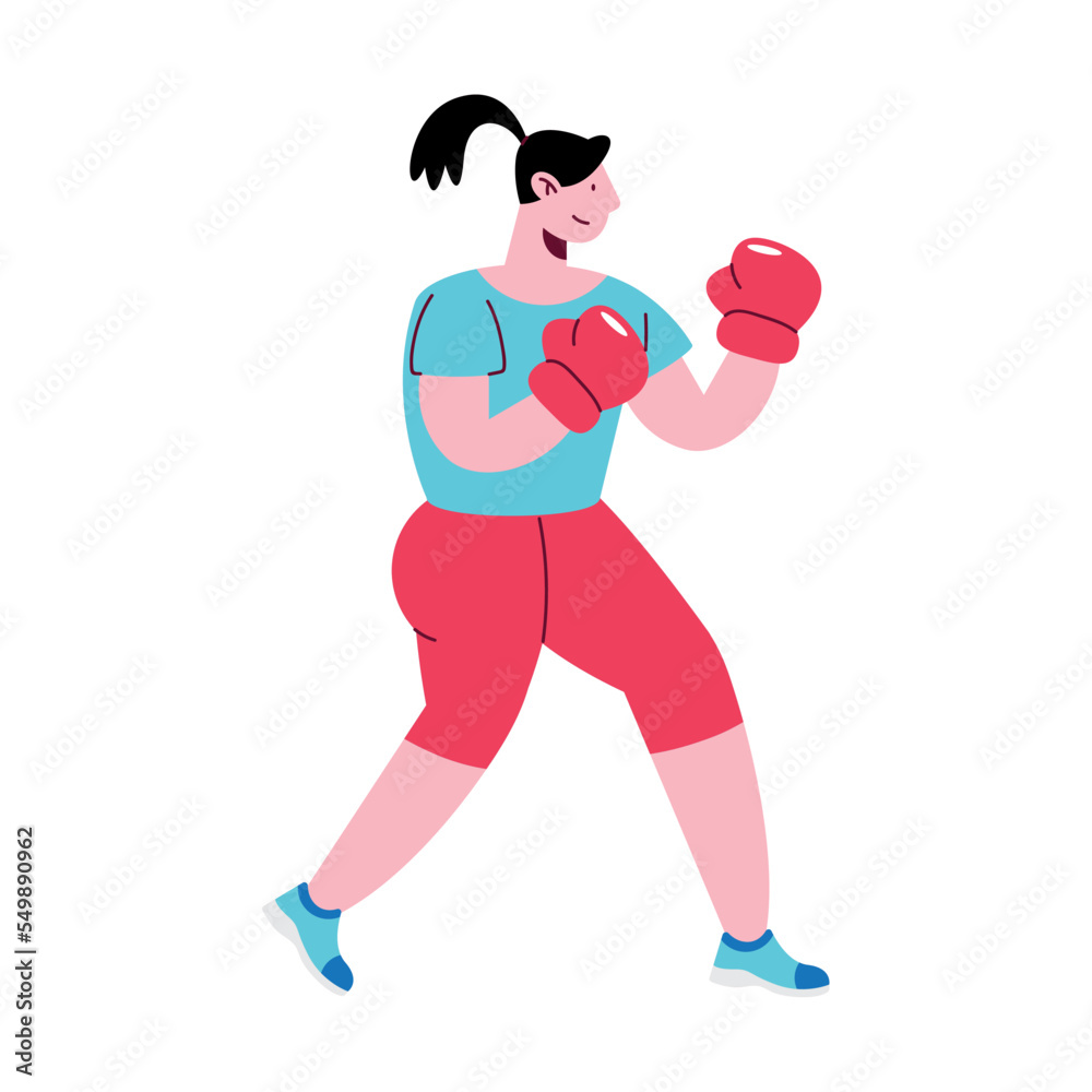 athlete woman practicing boxing