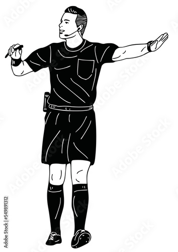 football referee hand drawn art Flat Vector illustration © praniti