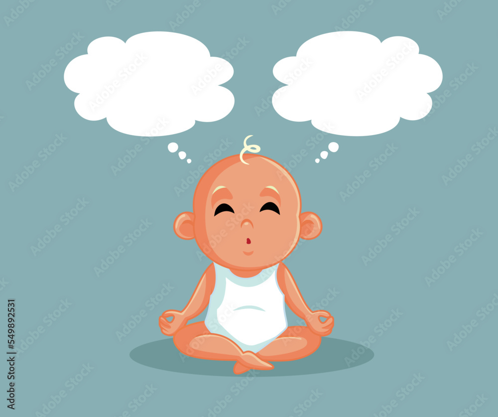 Funny Baby Thinking Vector Cartoon Illustration. Little child learning ...