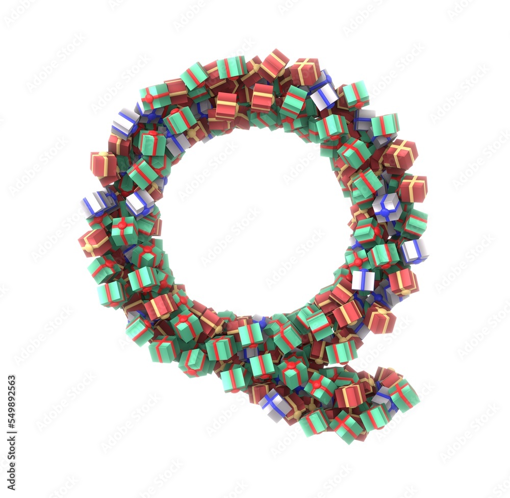 Obraz premium Present Themed Font - Letter Q