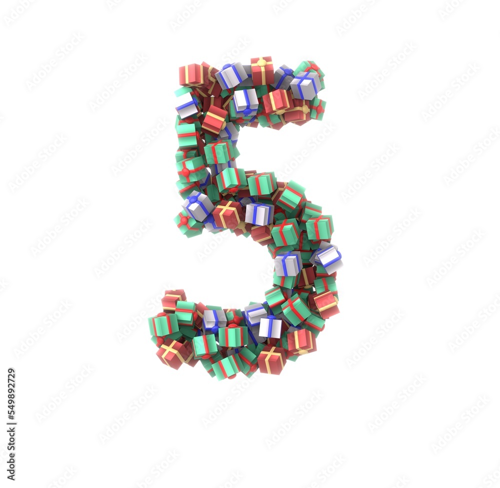 Present Themed Font - Number 5 Present Themed Font - Number 5